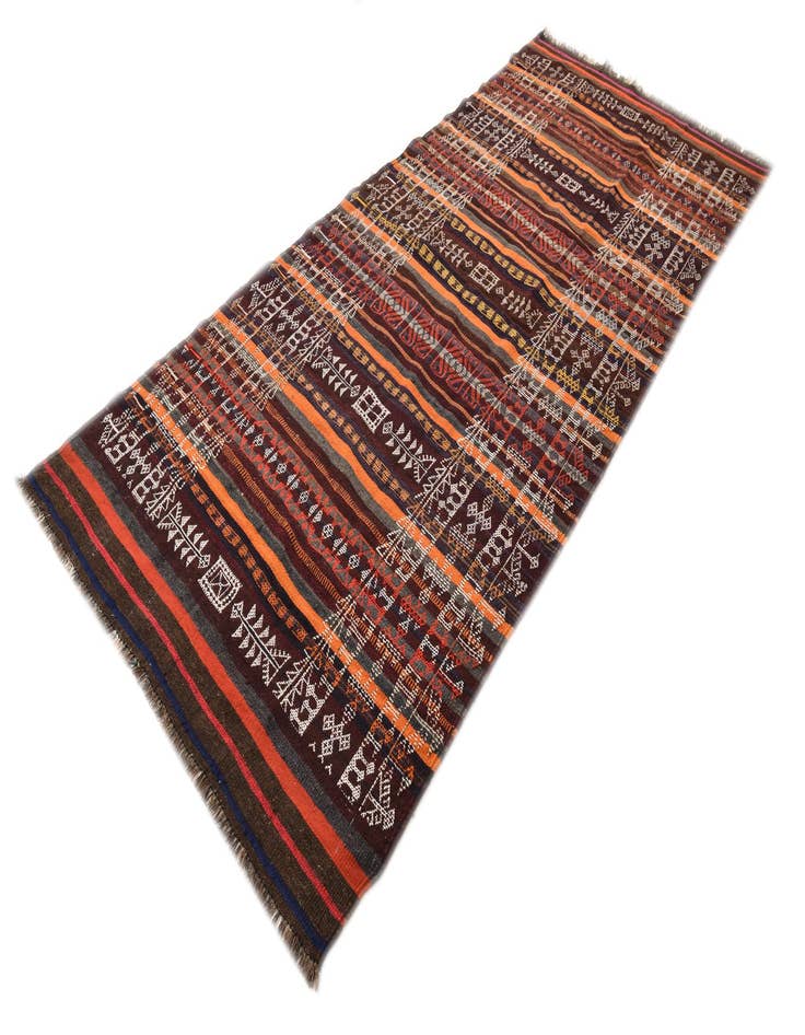 Detail image of  4' 3 x 10' 1  Hand Woven Kilim Fars Wool Runner Rug