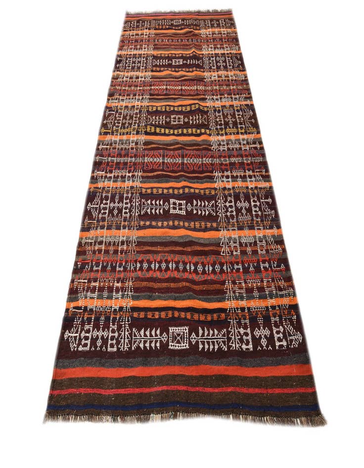 Detail image of  4' 3 x 10' 1  Hand Woven Kilim Fars Wool Runner Rug