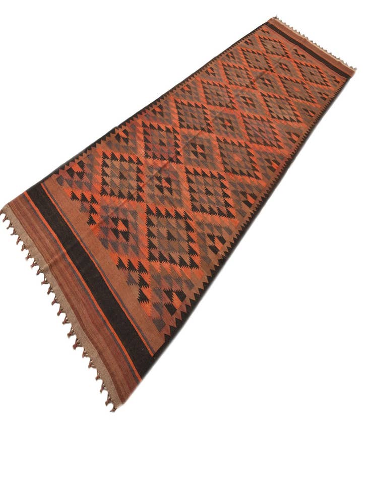 Detail image of  4' 5 x 14' 7  Hand Woven Kilim Fars Wool Runner Rug