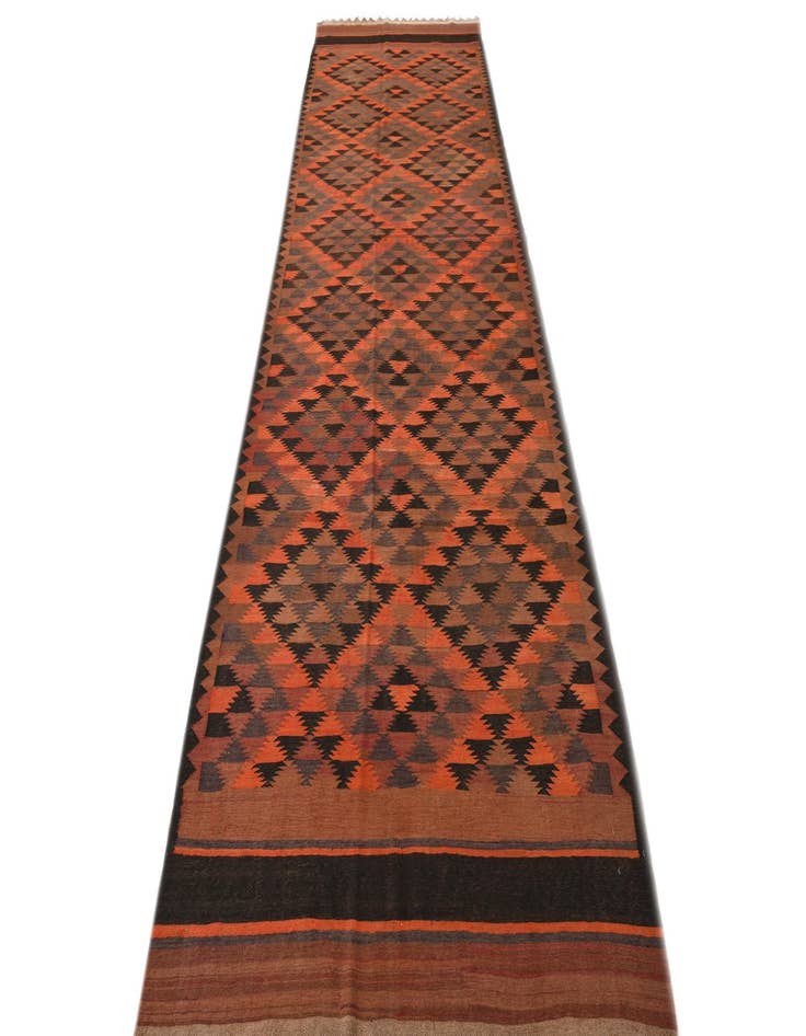 Detail image of  4' 5 x 14' 7  Hand Woven Kilim Fars Wool Runner Rug