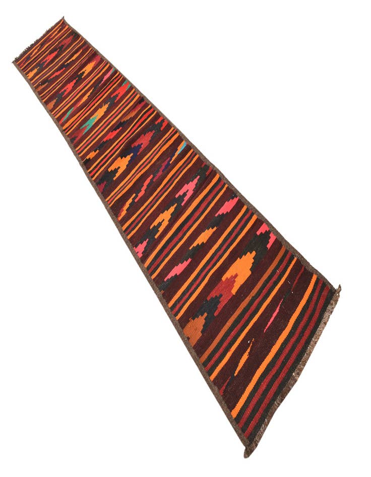 Detail image of 1' 9 x 10' 4 Hand Woven Kilim Fars Wool Runner Rug