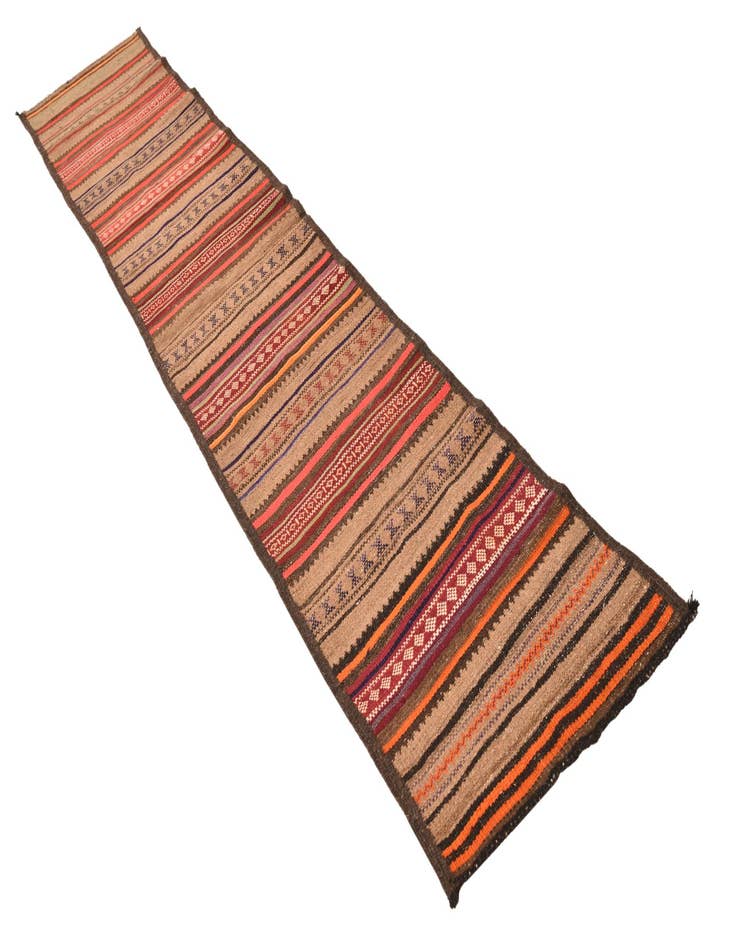 Detail image of  1' 10 x 10'  Hand Woven Kilim Fars Wool Runner Rug