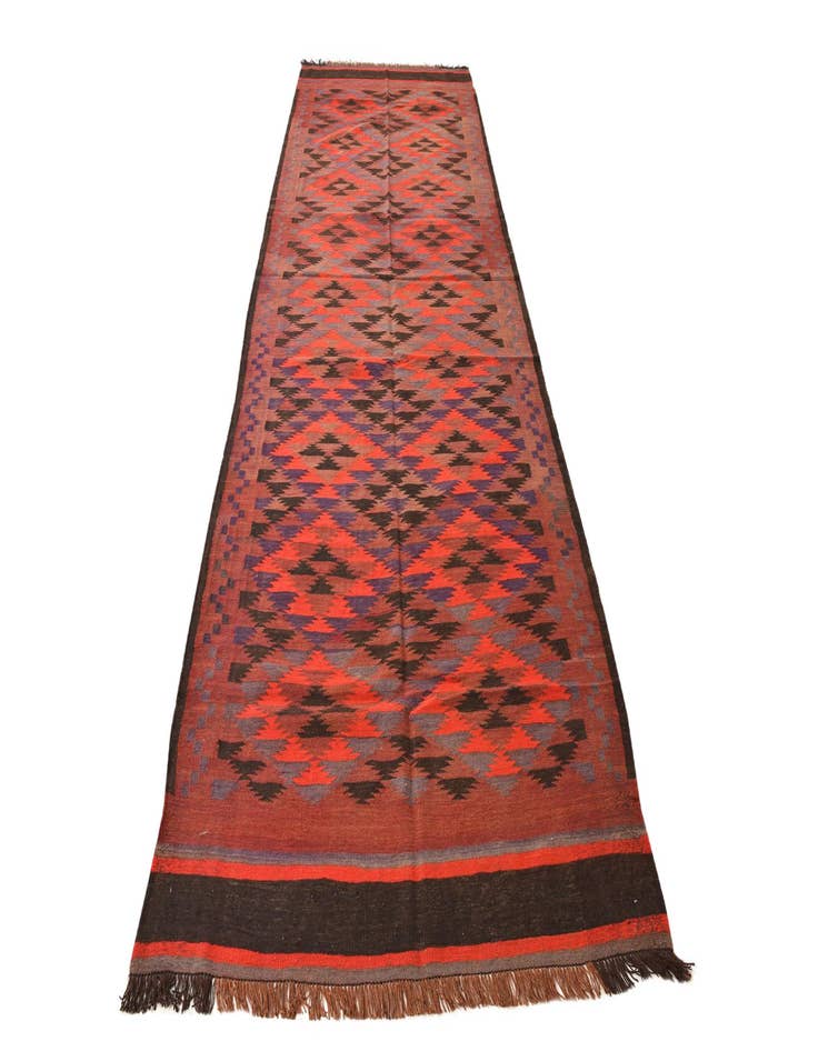 Detail image of  4' 4 x 13' 4  Hand Woven Kilim Fars Wool Runner Rug