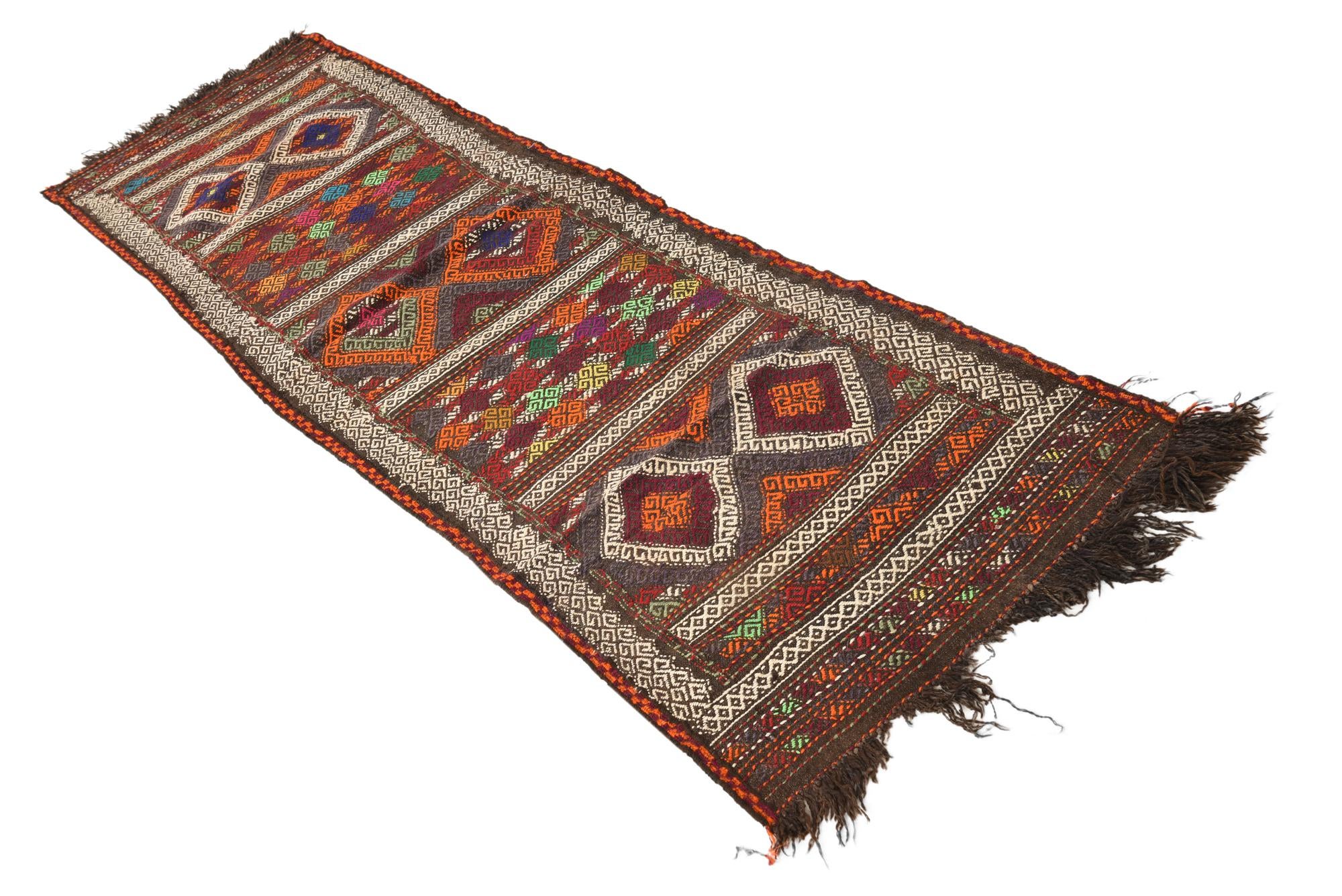 Multicolor 2' 4 x 8' Hand Woven Kilim Fars Wool Runner Rug | Rugs.com