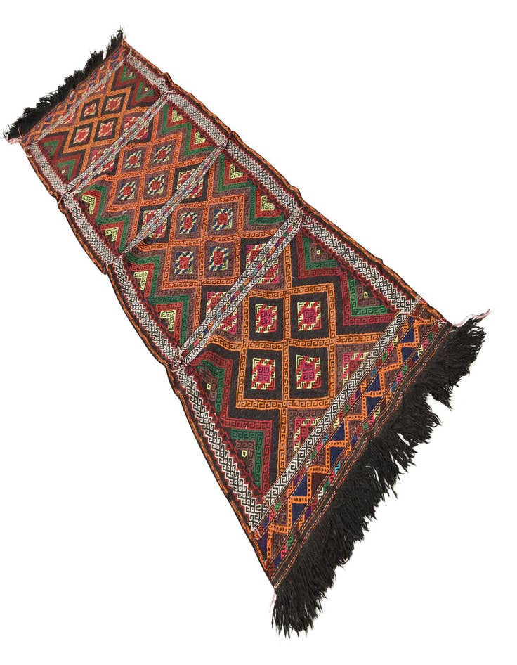 Detail image of  2' 4 x 8'  Hand Woven Kilim Fars Wool Runner Rug