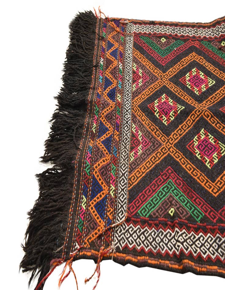 Detail image of  2' 4 x 8'  Hand Woven Kilim Fars Wool Runner Rug