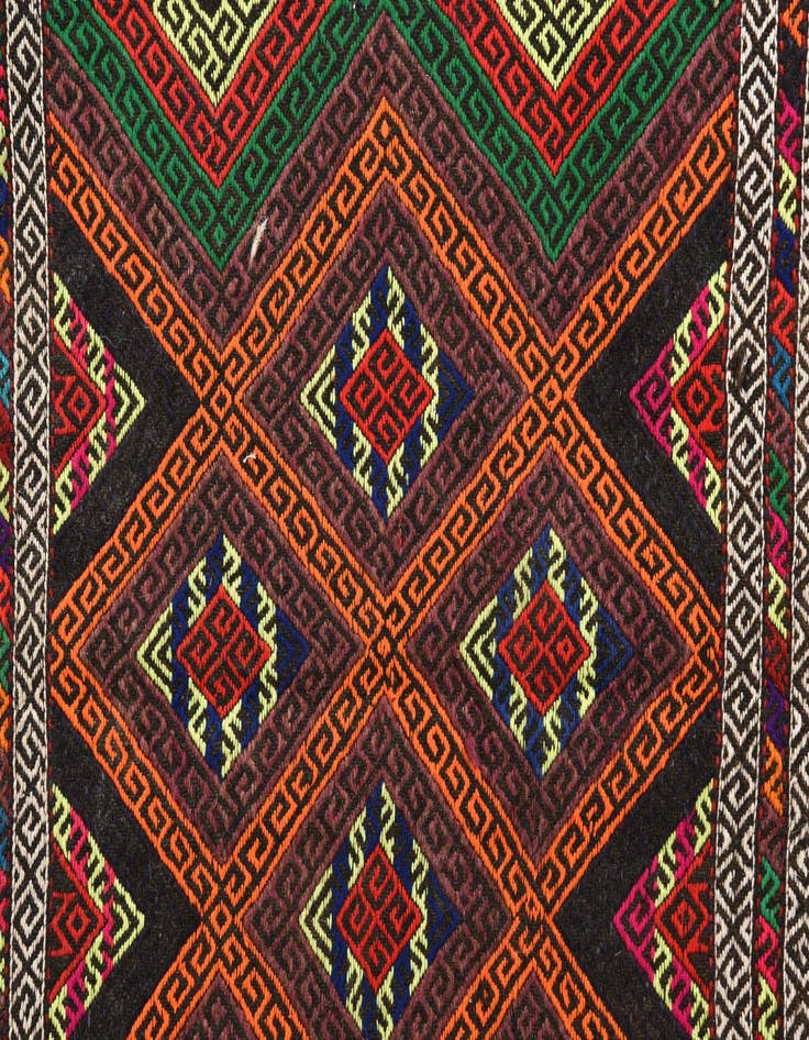 Detail image of  2' 4 x 8'  Hand Woven Kilim Fars Wool Runner Rug