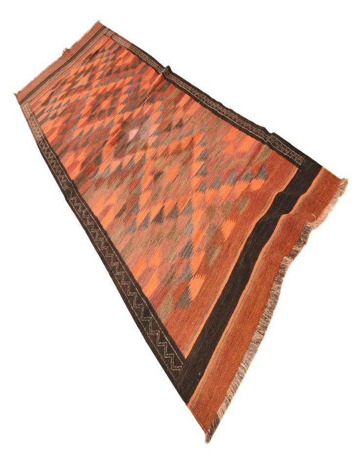 Detail image of  3' 10 x 10' 5  Hand Woven Kilim Fars Wool Runner Rug