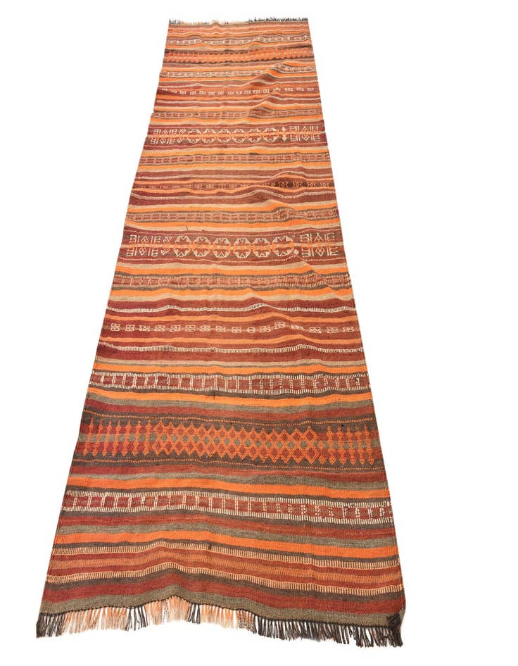 Detail image of  3' 9 x 9' 3  Hand Woven Kilim Fars Wool Runner Rug