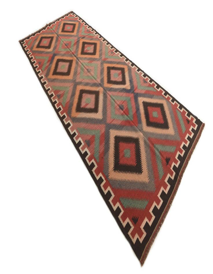 Detail image of  5' 2 x 12' 2  Hand Woven Kilim Fars Wool Runner Rug