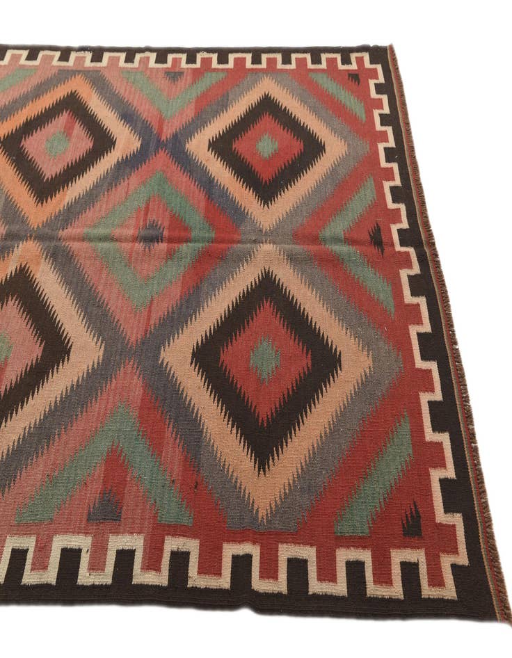 Detail image of  5' 2 x 12' 2  Hand Woven Kilim Fars Wool Runner Rug