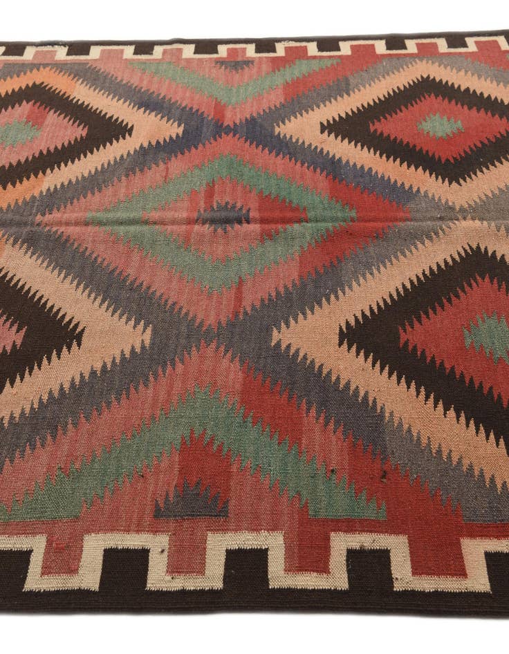 Detail image of  5' 2 x 12' 2  Hand Woven Kilim Fars Wool Runner Rug