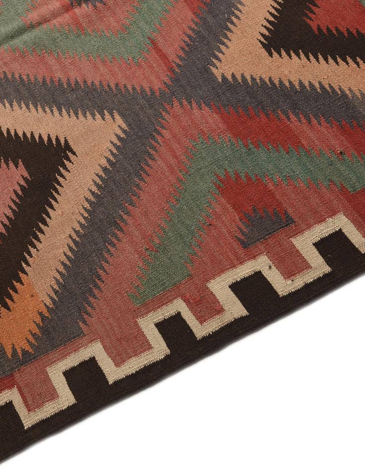 Detail image of  5' 2 x 12' 2  Hand Woven Kilim Fars Wool Runner Rug