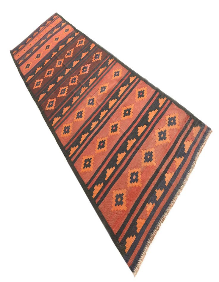 Detail image of  3' 4 x 11'  Hand Woven Kilim Fars Wool Runner Rug