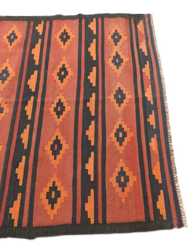 Detail image of  3' 4 x 11'  Hand Woven Kilim Fars Wool Runner Rug