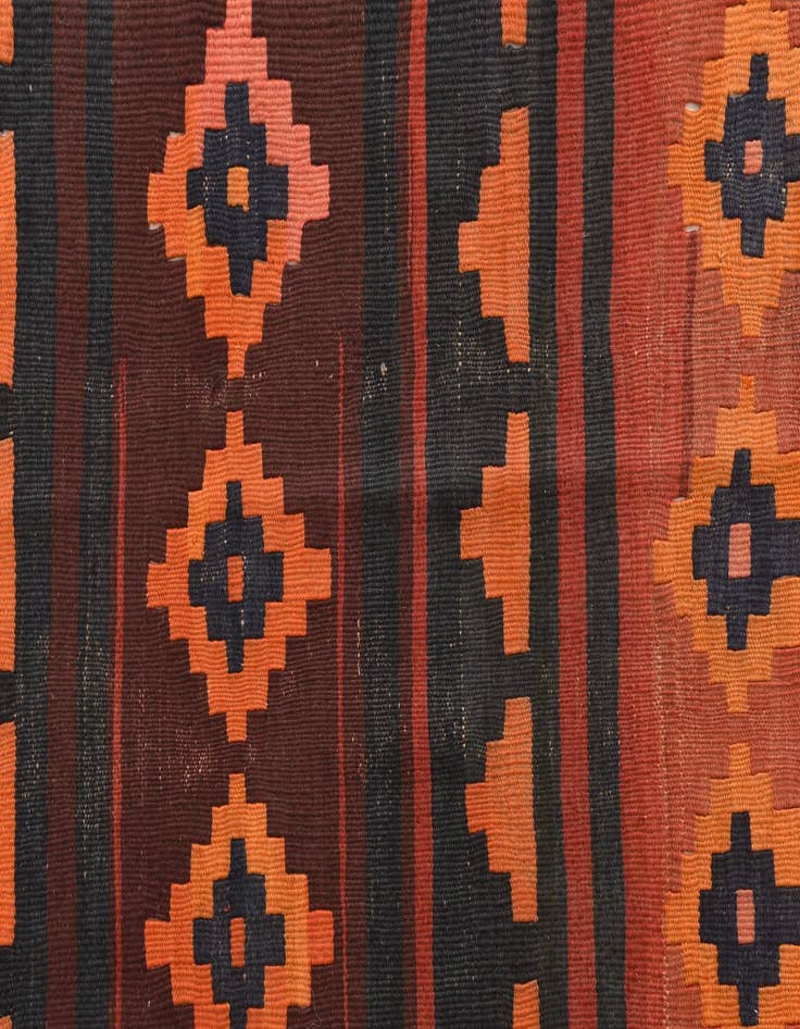Detail image of  3' 4 x 11'  Hand Woven Kilim Fars Wool Runner Rug