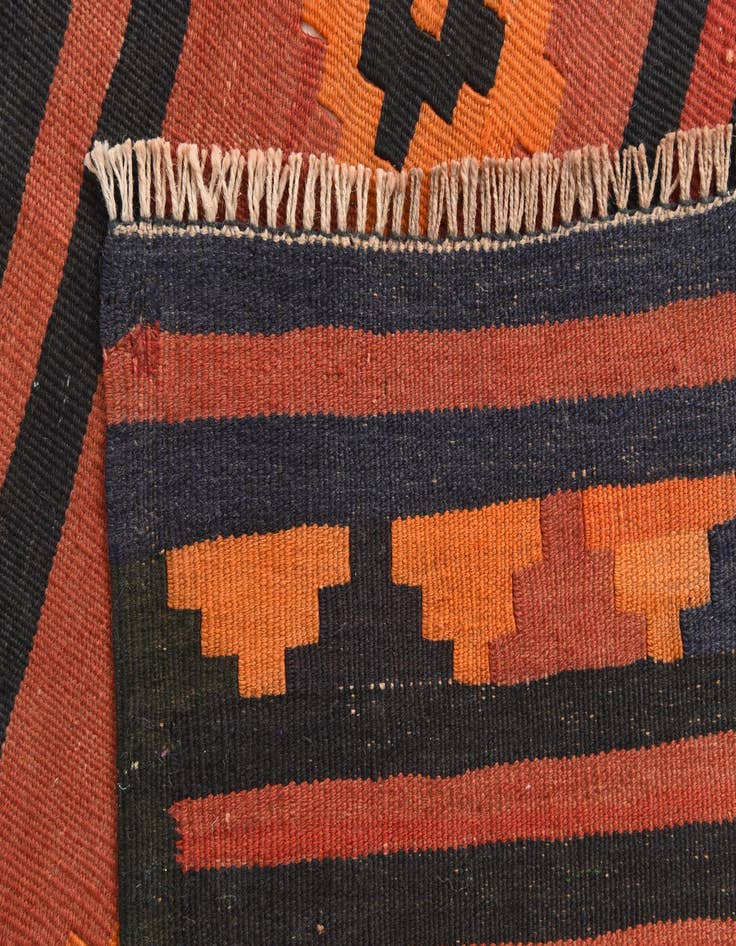Detail image of  3' 4 x 11'  Hand Woven Kilim Fars Wool Runner Rug