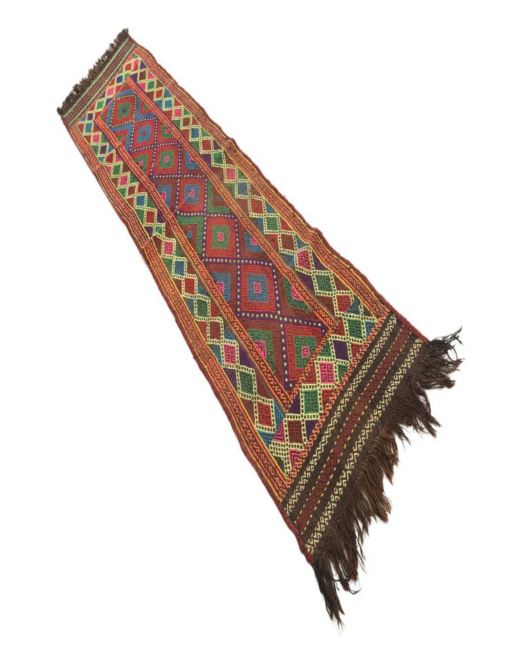 Detail image of  1' 10 x 8'  Hand Woven Kilim Fars Wool Runner Rug