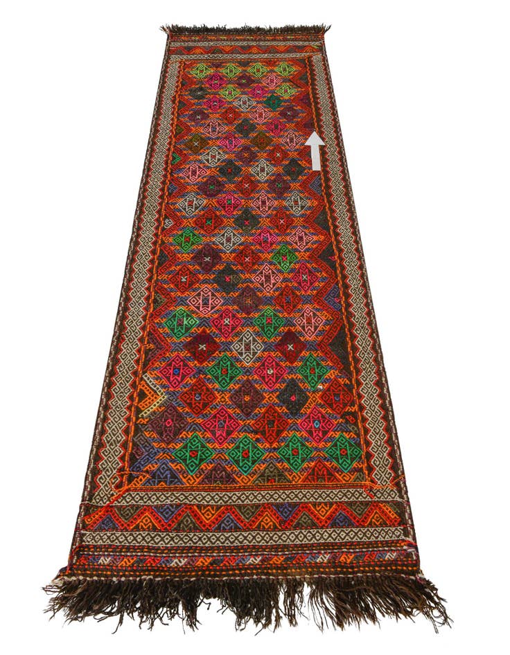 Detail image of 2' 7 x 9' 2 Hand Woven Kilim Fars Wool Runner Rug