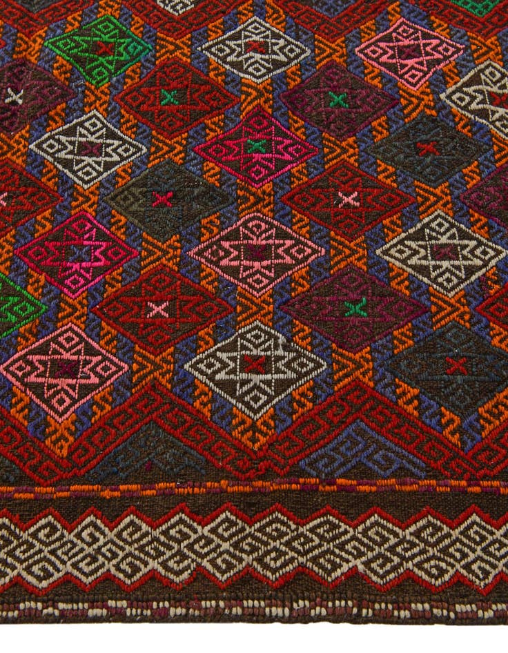 Detail image of 2' 7 x 9' 2 Hand Woven Kilim Fars Wool Runner Rug
