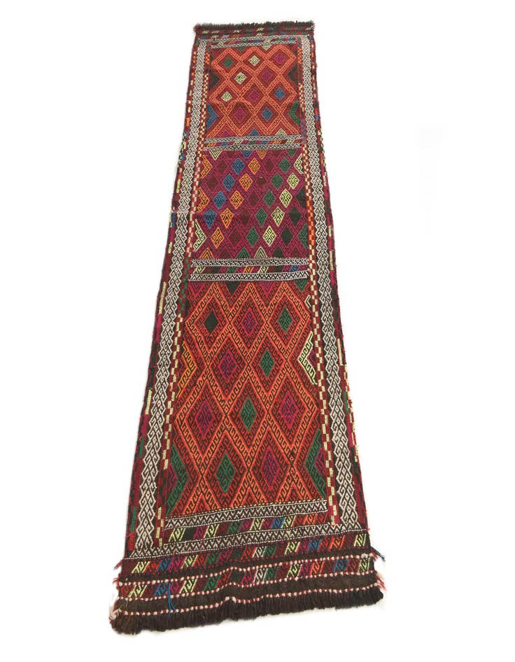 Detail image of  2' 8 x 8' 5  Hand Woven Kilim Fars Wool Runner Rug