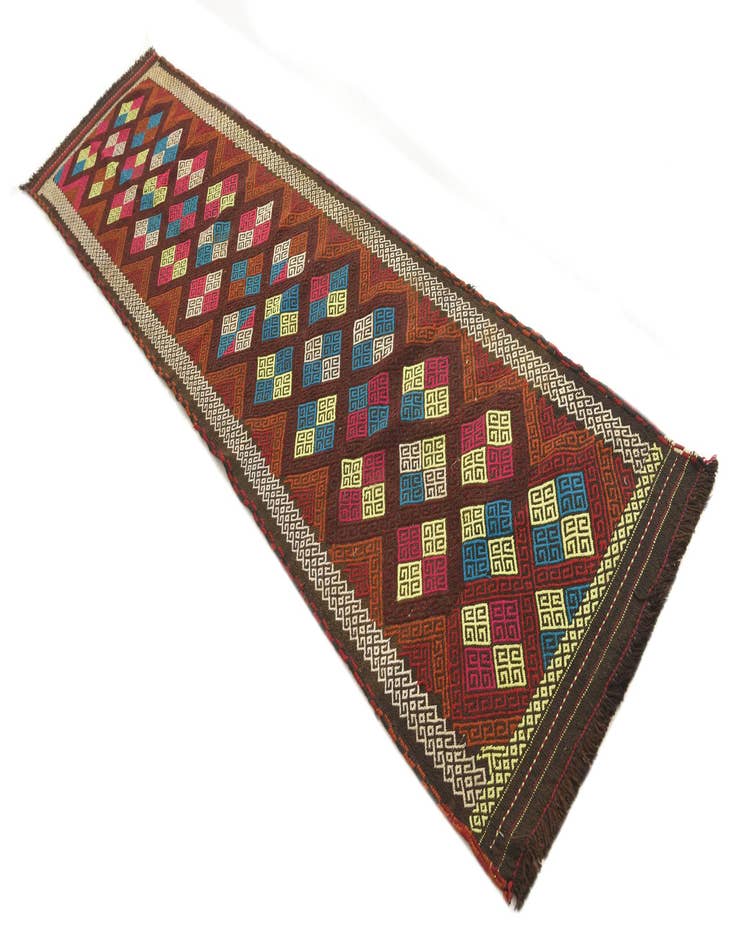Detail image of  2' 5 x 10' 1  Hand Woven Kilim Fars Wool Runner Rug