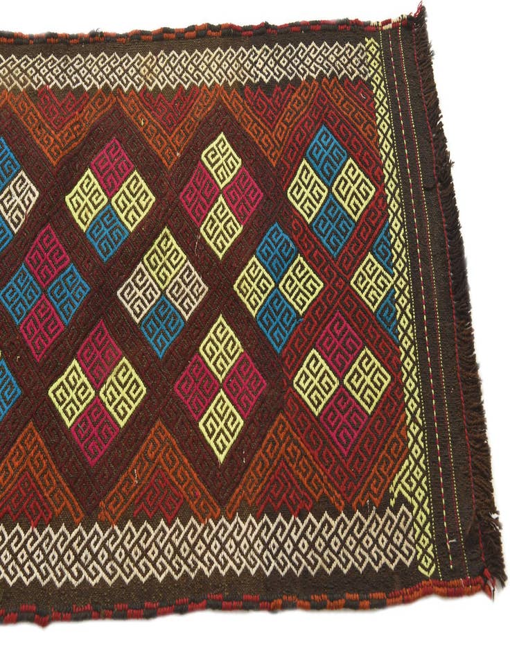 Detail image of  2' 5 x 10' 1  Hand Woven Kilim Fars Wool Runner Rug