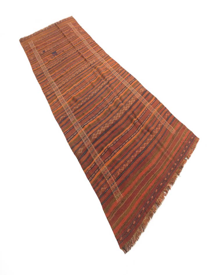 Detail image of  4' 5 x 11' 10  Hand Woven Kilim Fars Wool Runner Rug