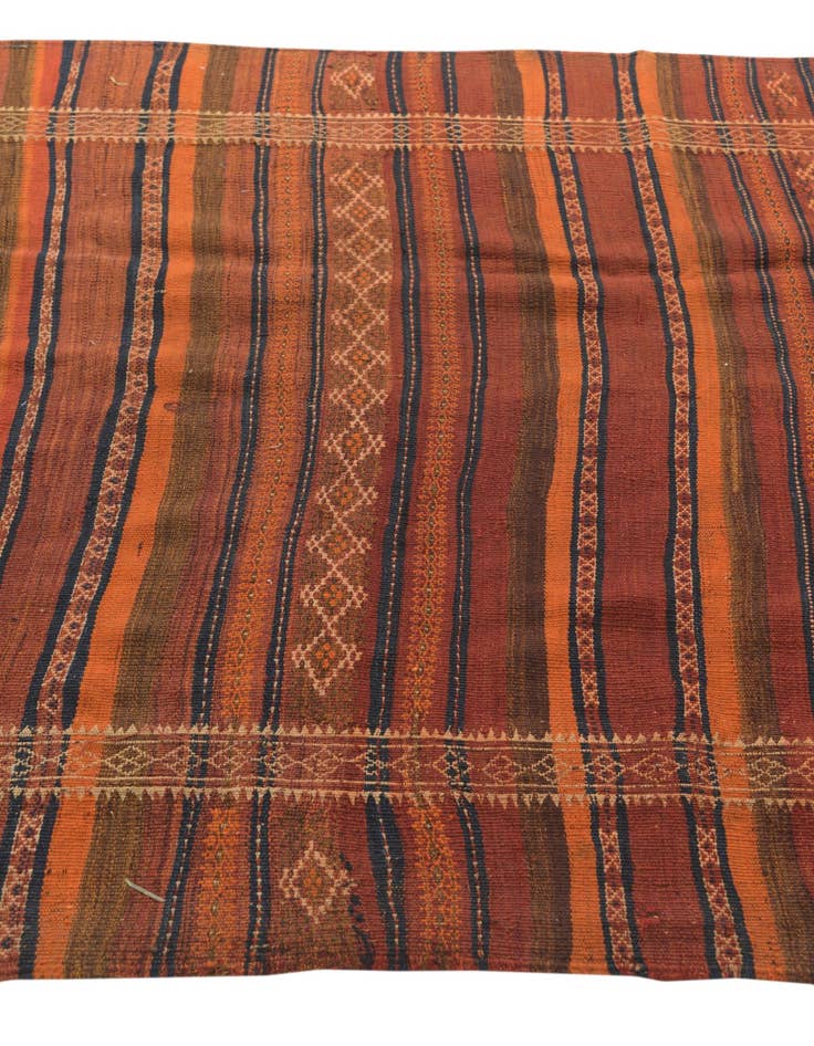 Detail image of  4' 5 x 11' 10  Hand Woven Kilim Fars Wool Runner Rug