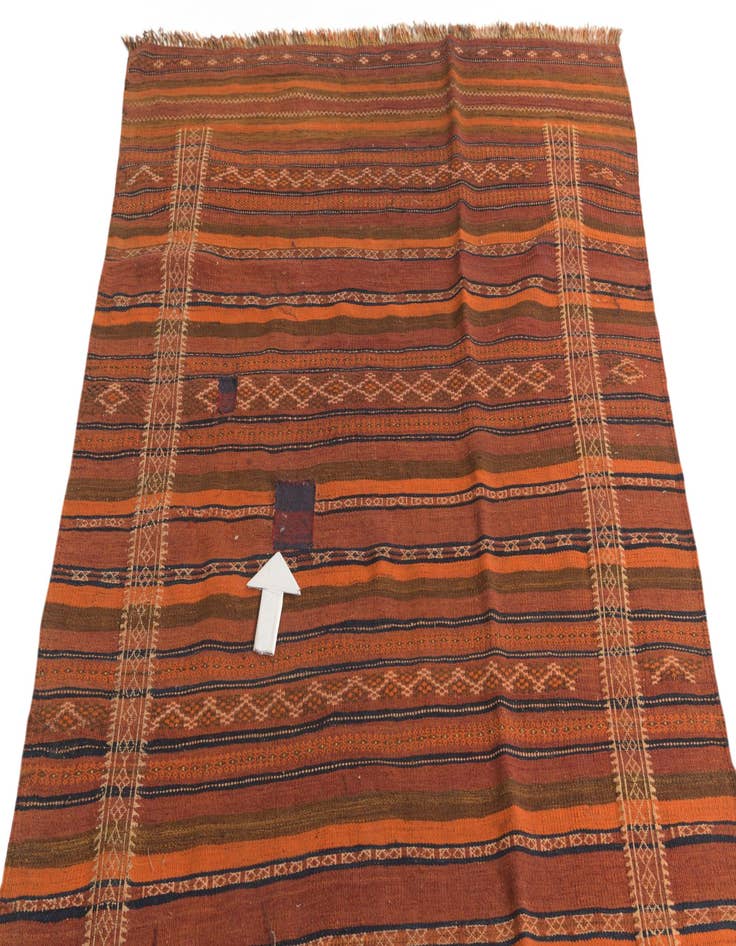 Detail image of  4' 5 x 11' 10  Hand Woven Kilim Fars Wool Runner Rug