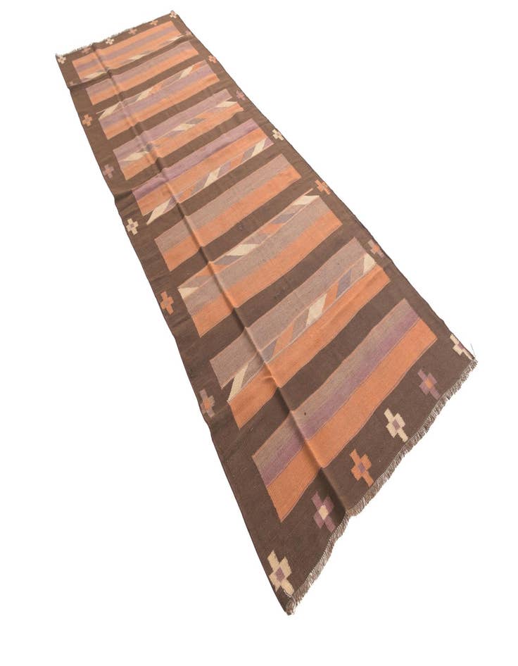 Detail image of  4' 2 x 11' 9  Hand Woven Kilim Fars Wool Runner Rug