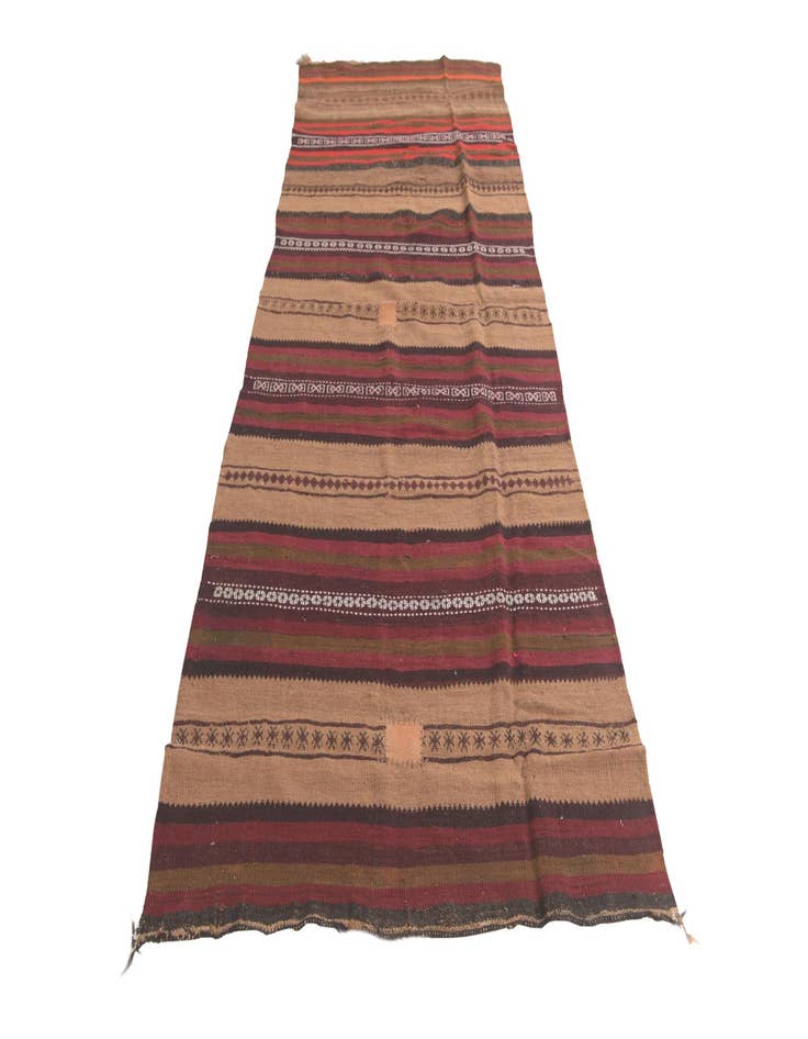 Detail image of  3' 9 x 10' 2  Hand Woven Kilim Fars Wool Runner Rug