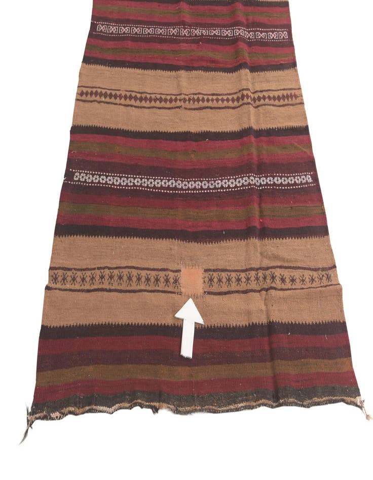 Detail image of  3' 9 x 10' 2  Hand Woven Kilim Fars Wool Runner Rug