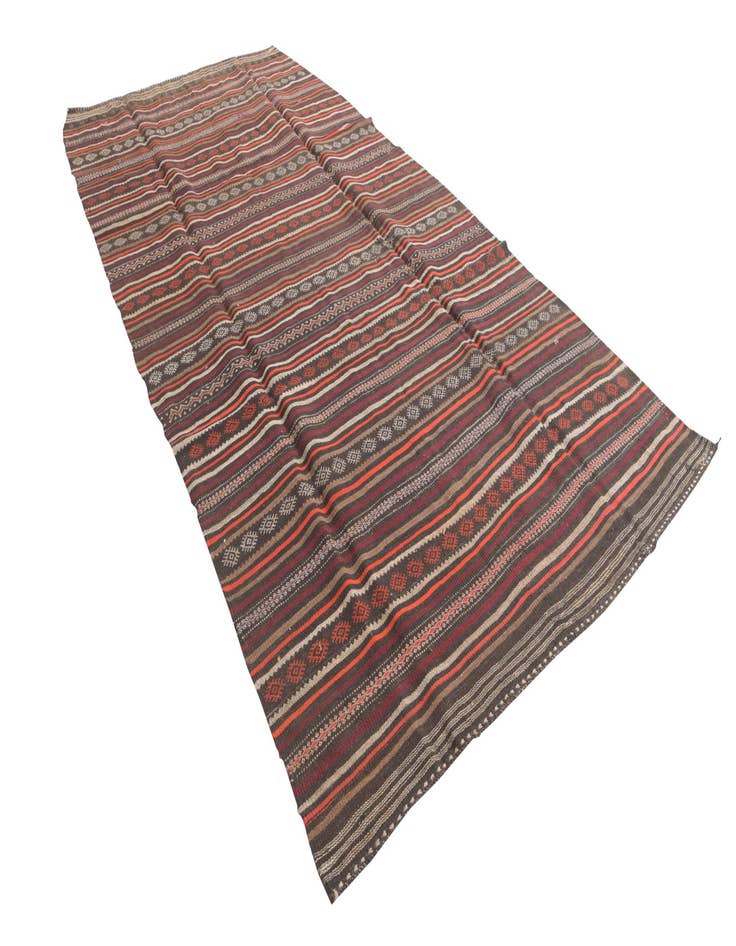 Detail image of  6' 2 x 12' 3  Hand Woven Kilim Fars Wool Runner Rug