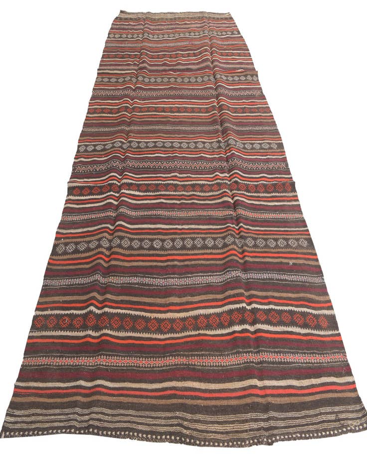 Detail image of  6' 2 x 12' 3  Hand Woven Kilim Fars Wool Runner Rug