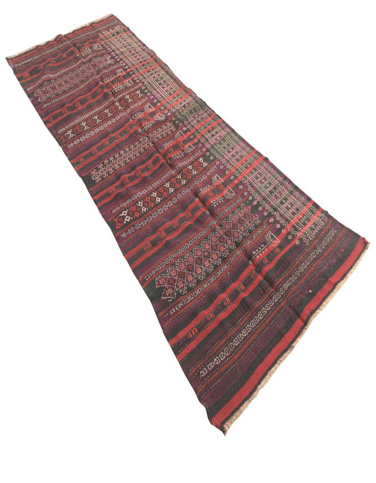 Detail image of  3' 10 x 10' 1  Hand Woven Kilim Fars Wool Runner Rug