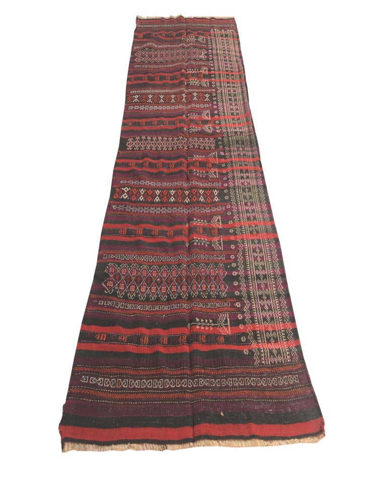 Detail image of  3' 10 x 10' 1  Hand Woven Kilim Fars Wool Runner Rug