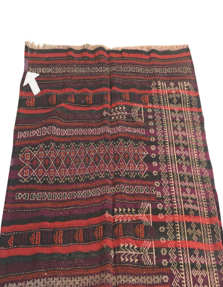 Detail image of  3' 10 x 10' 1  Hand Woven Kilim Fars Wool Runner Rug