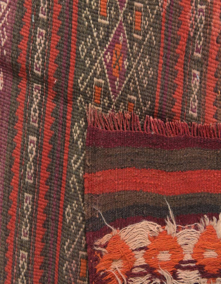Detail image of  4' 1 x 13' 1  Hand Woven Kilim Fars Wool Runner Rug