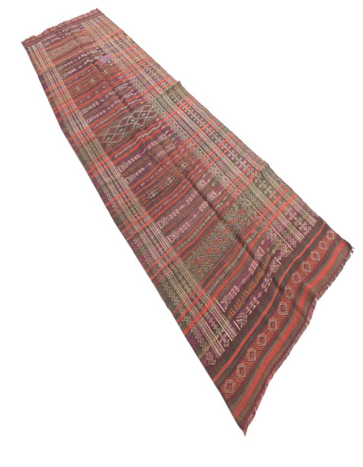 Detail image of  4' 1 x 13' 1  Hand Woven Kilim Fars Wool Runner Rug