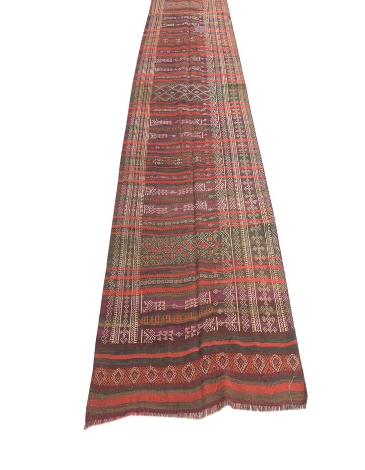 Detail image of  4' 1 x 13' 1  Hand Woven Kilim Fars Wool Runner Rug