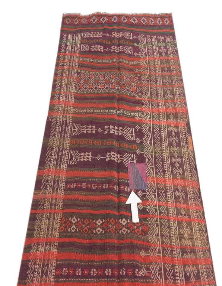 Detail image of  4' 1 x 13' 1  Hand Woven Kilim Fars Wool Runner Rug