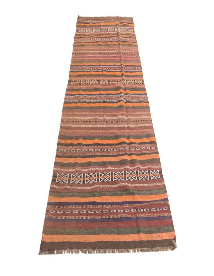 Detail image of  3' 10 x 9' 8  Hand Woven Kilim Fars Wool Runner Rug