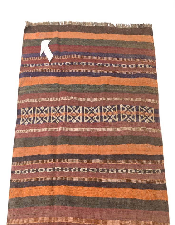 Detail image of  3' 10 x 9' 8  Hand Woven Kilim Fars Wool Runner Rug