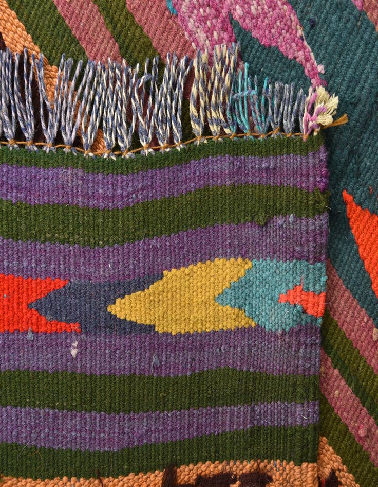 Detail image of  4' 3 x 10' 7  Hand Woven Kilim Fars Wool Runner Rug