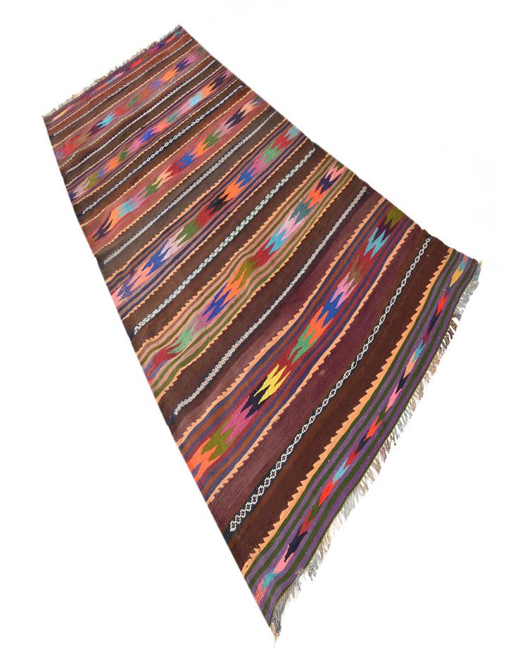 Detail image of  4' 3 x 10' 7  Hand Woven Kilim Fars Wool Runner Rug