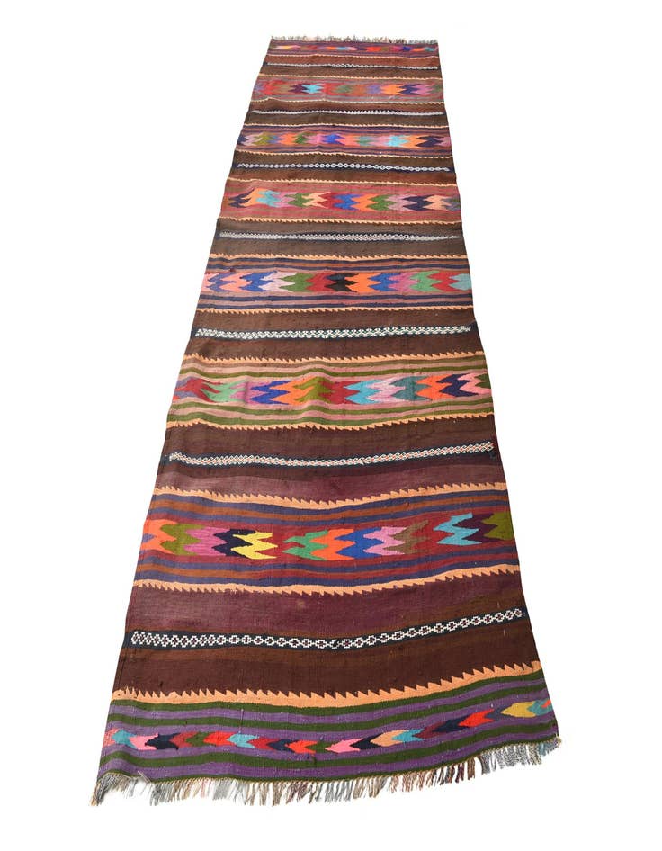 Detail image of  4' 3 x 10' 7  Hand Woven Kilim Fars Wool Runner Rug