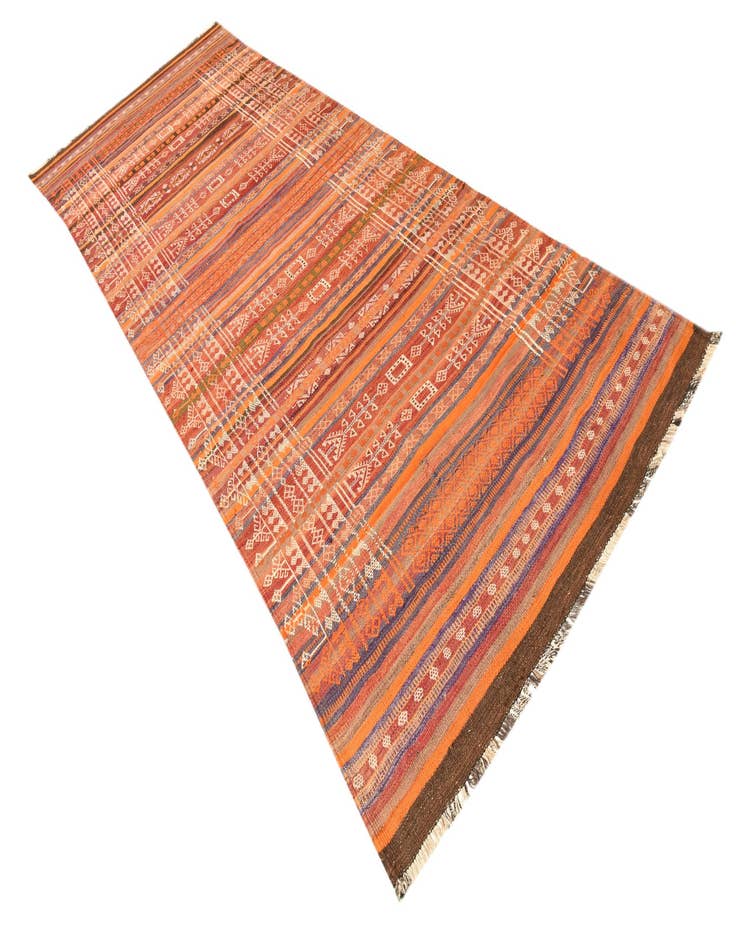 Detail image of  4' 5 x 12' 1  Hand Woven Kilim Fars Wool Runner Rug