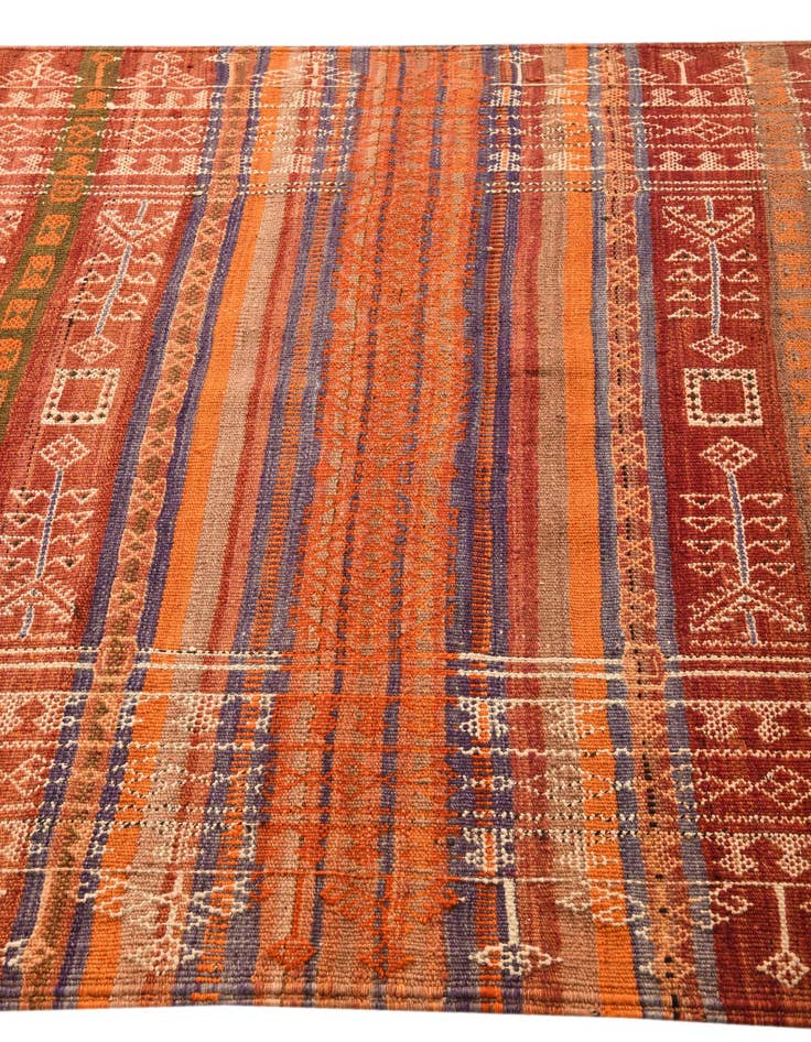 Detail image of  4' 5 x 12' 1  Hand Woven Kilim Fars Wool Runner Rug