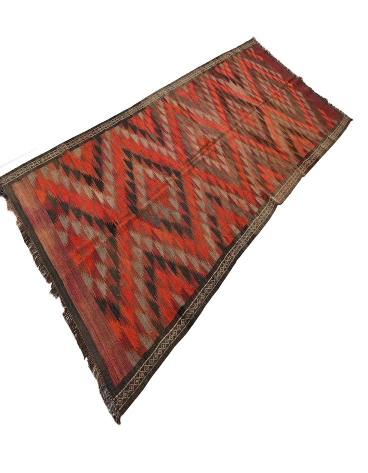 Detail image of  4' 5 x 10' 8  Hand Woven Kilim Fars Wool Runner Rug